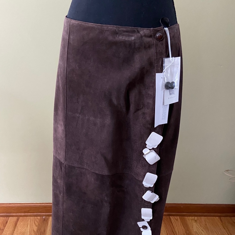 NEW long brown suede skirt